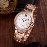Copy Cartier Ballon Bleu De Cartier Rose Gold Diamond Bezel Watch
